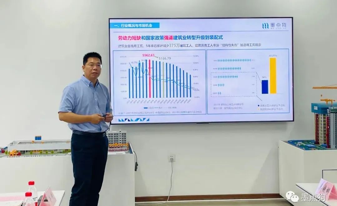 墨点狗董事长做《建筑业发展趋势与问题对策探讨》分享交流现场